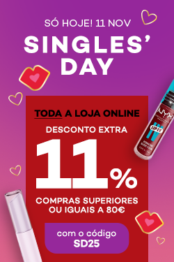 Só hoje - 11 novembro - Singles Day - Toda a loja online com 11% extra em compras >80€ com o código SD25